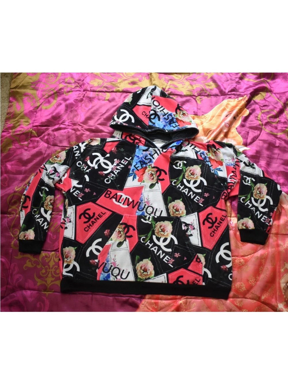 Minky Divine Fashion cc Floral Flower Soft Plush 2X /3X Hoodie Jacket